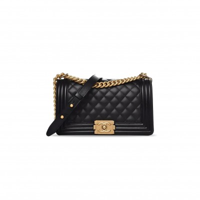 CHANEL MEDIUM QUILTED BOY BLACK A67086 Y83339 94305 (25*14.5*8cm)
